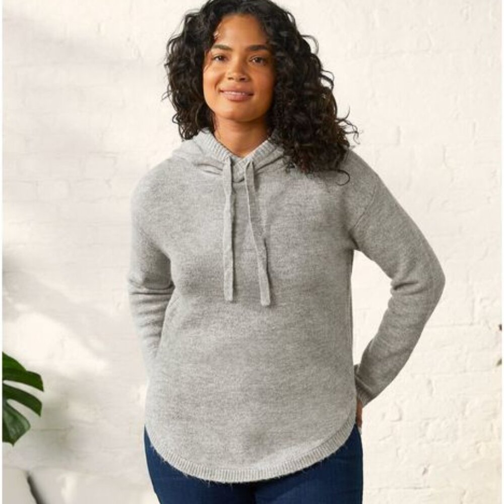 UpWest Curbed Hem Sweater Hoodie Grey